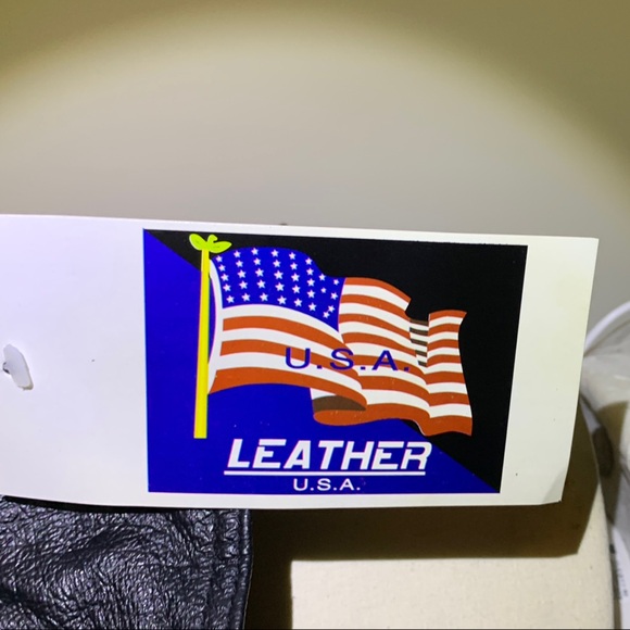 LEATHER USA - Men's USA FLAG & EAGLE Black Leather Vest Sz 2XL  NWT - Picture 4 of 9